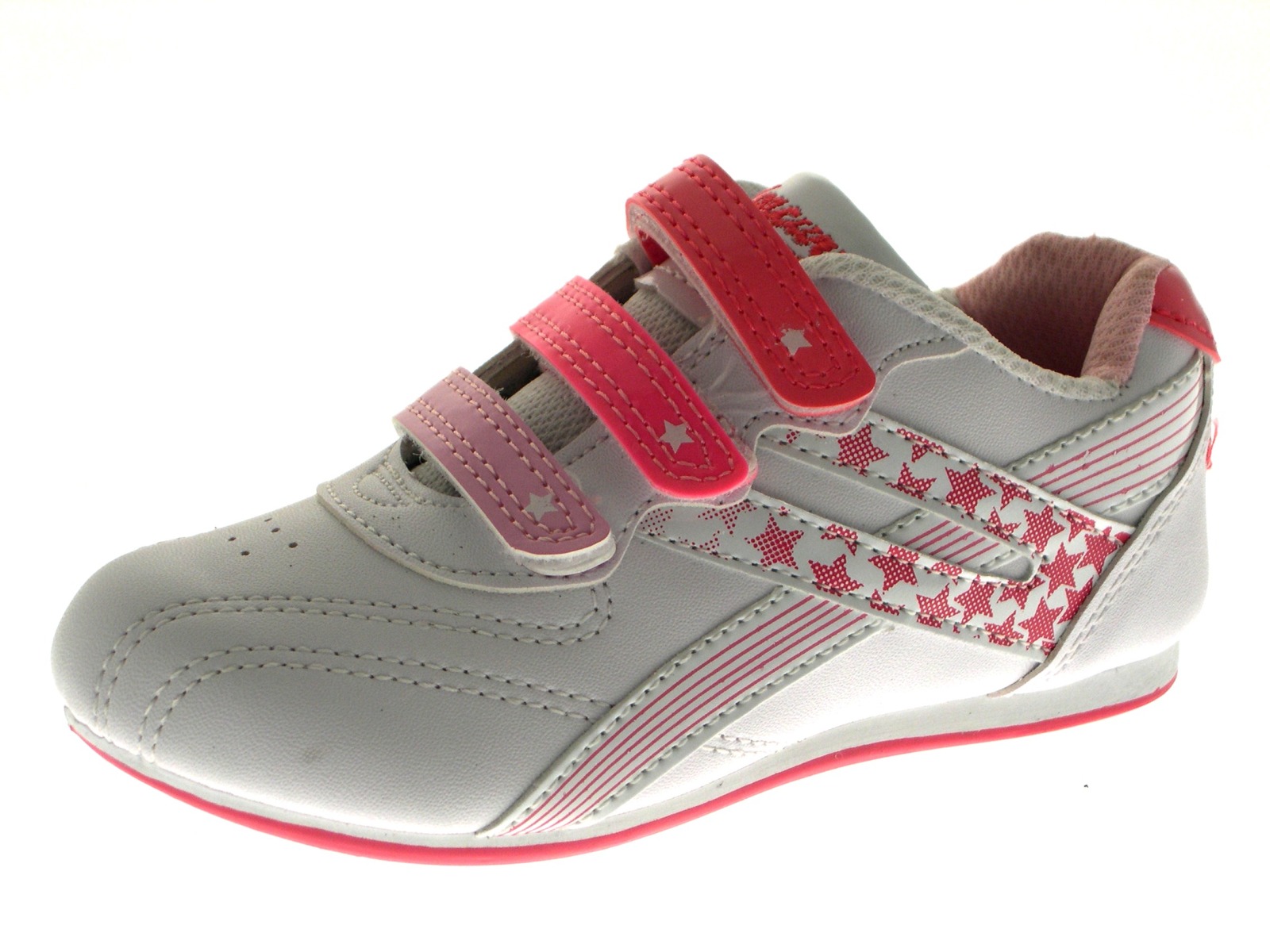 Kids Girls Glitter Floral Sports Velcro Trainers Casual Shoes Pumps